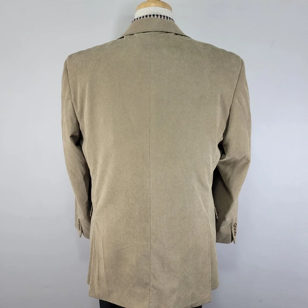 JOS A BANK Men's Sport Coat‎ Blazer Two Button Beige Corduroy Cotton Spandex 43L